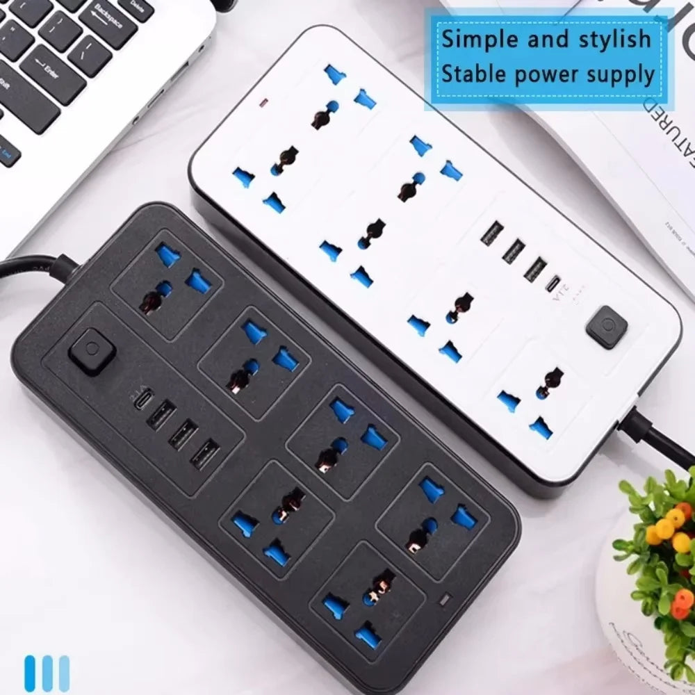 Regleta Eléctrica Universal con 4 Puertos USB