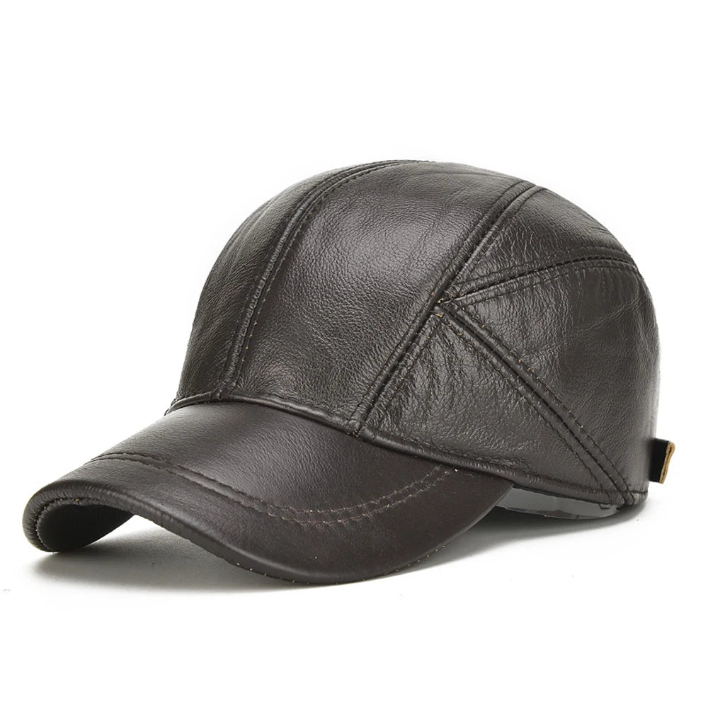 Gorra Jockey de Cuero Genuino con Orejeras