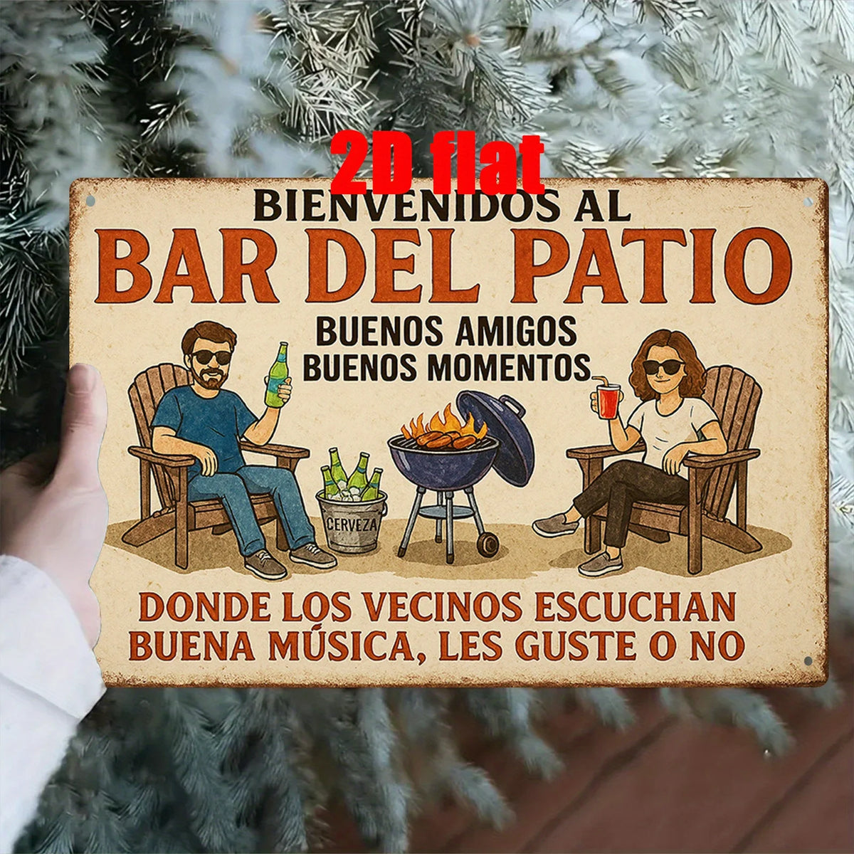 Letrero Metálico "Bienvenidos al Bar del Patio"