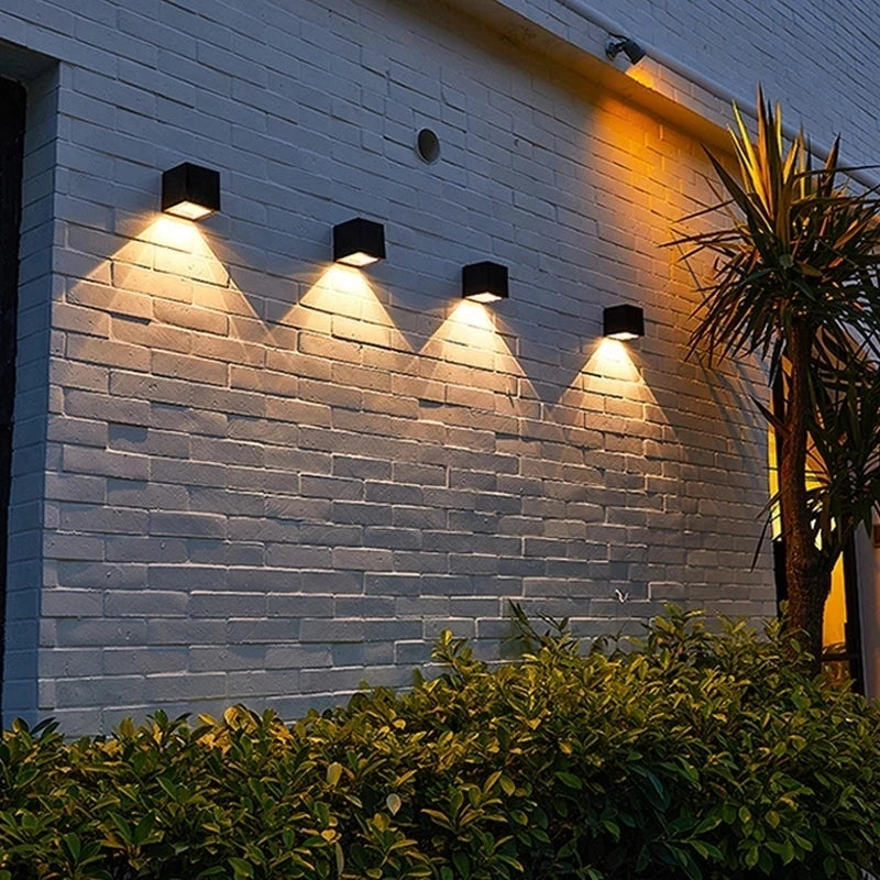 Pack 2 Focos Solares de Pared Cuadrados IP65