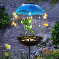 Estatua de Rana con Paraguas y Luz LED Solar para Jardín