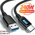 Cable USB Trenzado 240W con Pantalla LED de Carga